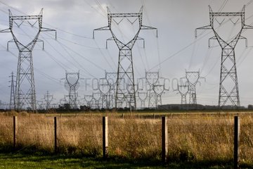 High voltage lines of the Nuclear Gravelines France