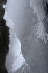 Cascade Deroc petrified by the frost on the Aubrac France
