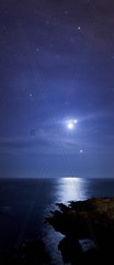 Triple conjunction between Venus and Jupiter Moon Finistère