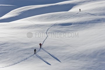 Backcountry skiers in Haute Tarentaise Alps France