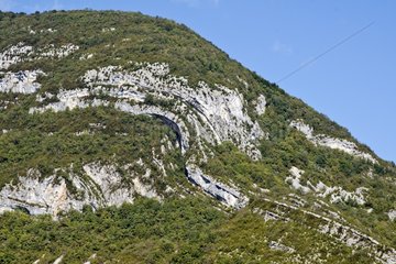 Fold in limestone Jura France Bugey