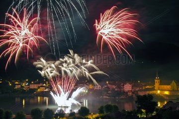 Fireworks on the River Rhone in Seyssel France