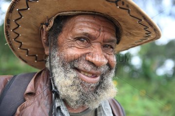 Old man with beard and hat Papua New-Guinea
