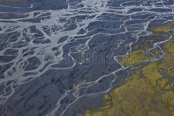 River Markarfljót and melting glaciers in southern Iceland