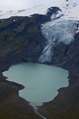 Lake and Mýrdalsjoekull glacier south of Iceland