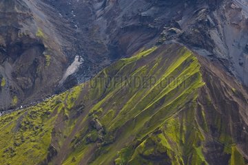 Volcanic landscape around the glacier Mýrdalsjoekull Iceland