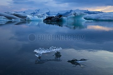 Ice floating on the ice lake in Iceland Joekulsárlón