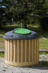 Bin for the glass in the Alps France