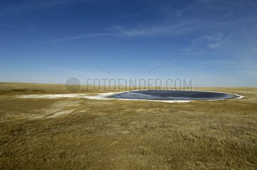 Salt lake surrounded by the plains of Alberta Canada