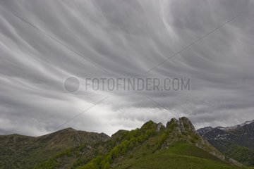 Clouds over the peaks Pyrenees France