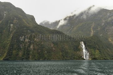 Cascade in the Fiordland National Park New Zealand