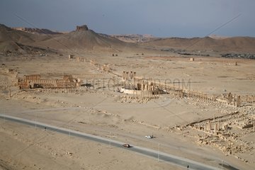 Aerial view of the ancient site of Palmyra Syria