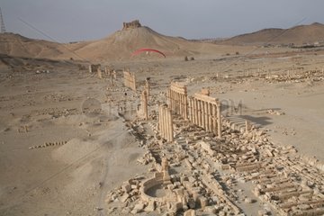 Aerial view of the ancient site of Palmyra Syria