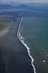 Aerial view of the coast Hoefn south-east Iceland