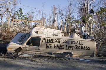 Note written by Hurricane Katrina victims in Gulfport USA