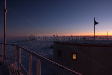 French-Italian Concordia station in twilight Antarctica
