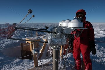 Researcher and scientific instruments Concordia Antarctic
