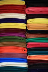 Colorful fabrics on the market of Pondicherry India