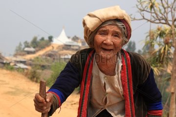 Palong aged woman wearing traditional clothes Burma