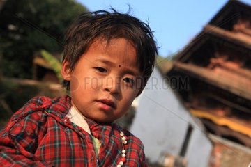 Portrait of a boy marked bindi Nepal