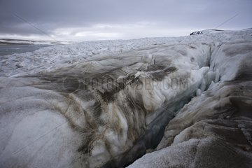 Crevasse of a glacier in Svalbard Norway