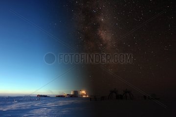 Concordia station day and night Antarctica