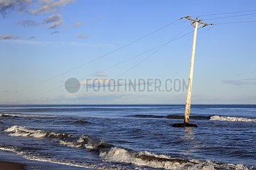 Collapse of a power line by beach erosion Spain