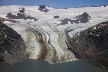Glacier calving into glacial lake Katmai Peninsula Alaska