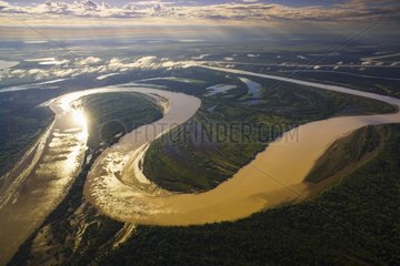 View of Beni River winding through Amazonian lowland Bolivia