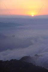 Sunrise on the chain of Annapurna Sarangkot Nepal
