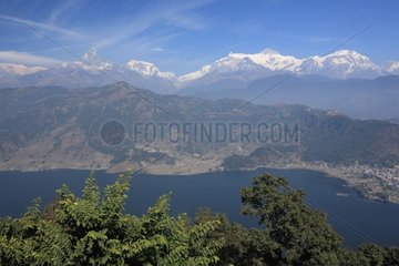 Phewa Lake before Machapuchare Annapurna Nepal