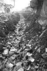 Rubbish in the gutter Kathmandu Nepal