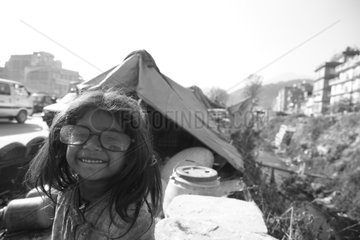 Streeet girl with glasses too big Kathmandu Nepal