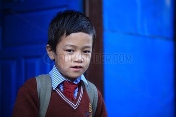 Portrait of schoolboy uniform Bhulbule Nepal