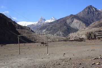 Sports field dryland Manang Nepal Himalayas