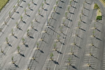 Aerial view of an empty parking lot in Moselle France