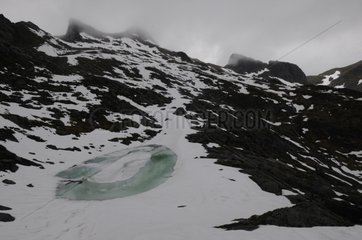 Formation of a mountain lake in Lofoten