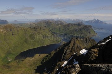 Mountains and fjords of Lofoten in Norway