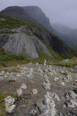 Set of cairns on the Lofoten Islands Norway