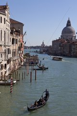 Gondolas on the Grand Canal in Venice Italy
