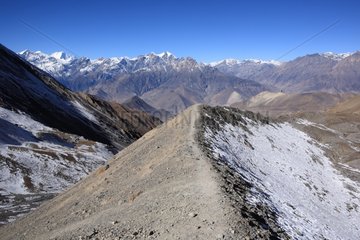 Path on a Himalayan mountain peak in Nepal