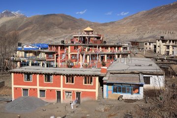 Village and Temple Muktinath Nepal Himalayas