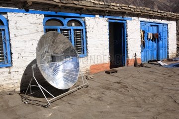 House and solar oven Muktinath Nepal Himalayas