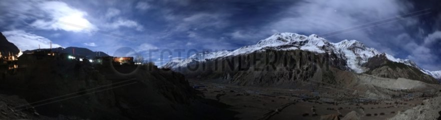 Mountain landscape night Manang Nepal Himalayas