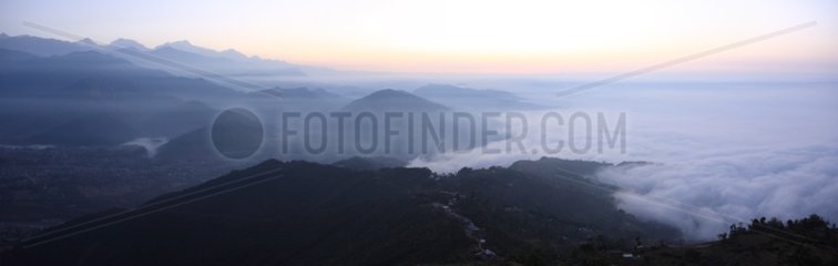Sunrise on the Himalayan peaks Annapurna Nepal