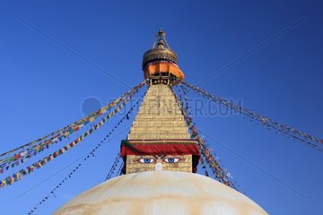 Boudhanath Stupa and prayer flags Kathmandu Nepal