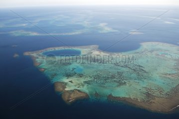 Aerial view of the island in the Marine Reserve Kie Yves Merlet