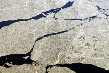 Aerial view of a landscape of ice in Siberia