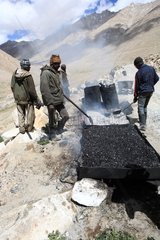 Indian Bihar menders at work Ladakh Himalayas India