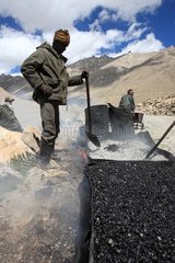 Indian Bihar menders at work Ladakh Himalayas India